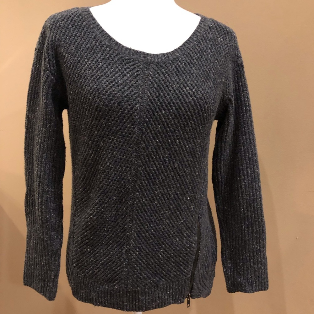Melrose and Market Gray Sweater with Zipper Detail, Size S